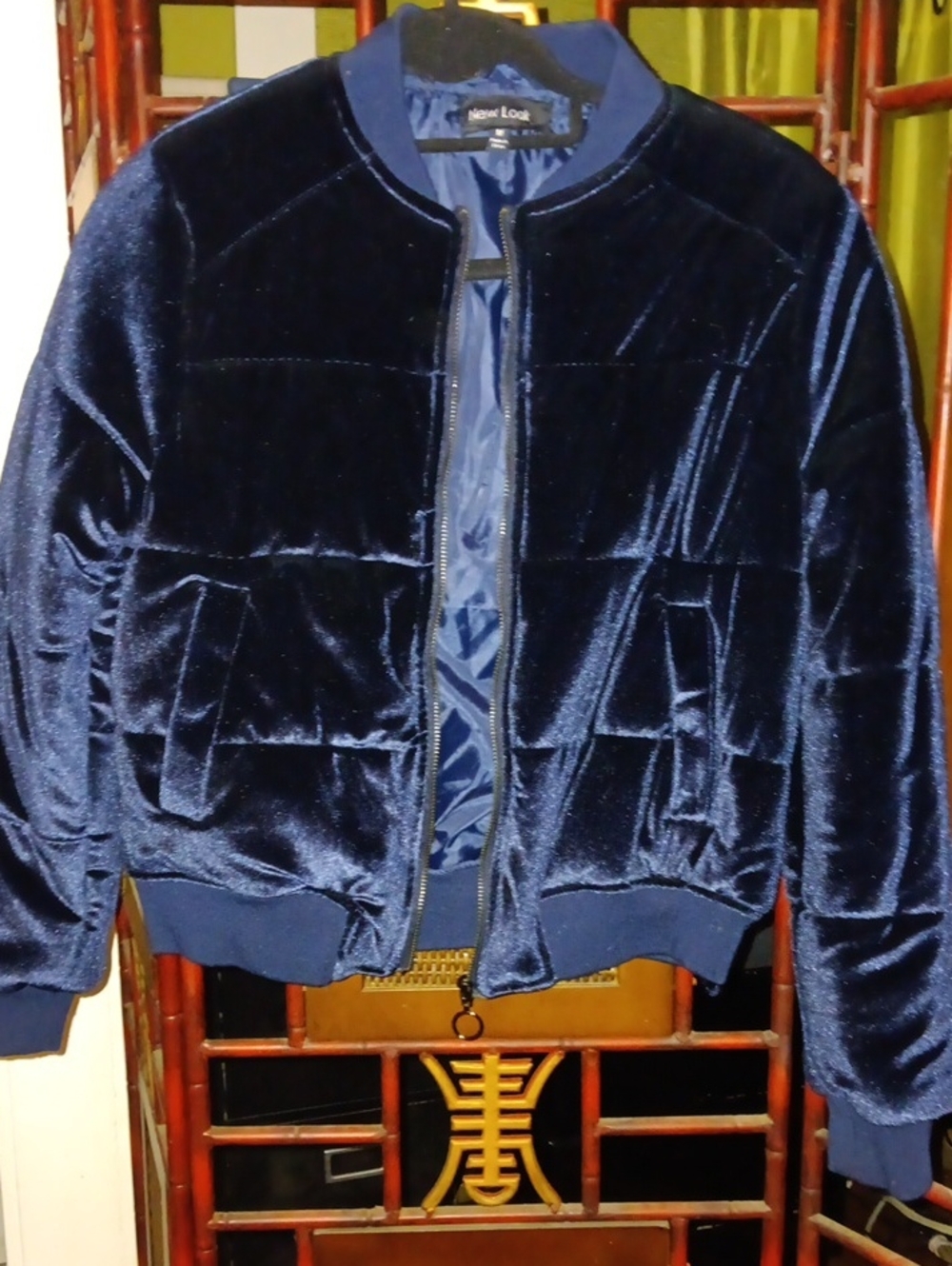 Navy Velvet Bomber Jacket